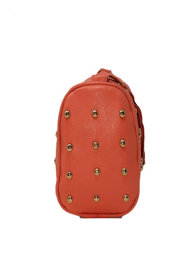 TYPIFY Women Studded Sling Bag (Orange) - Image 4